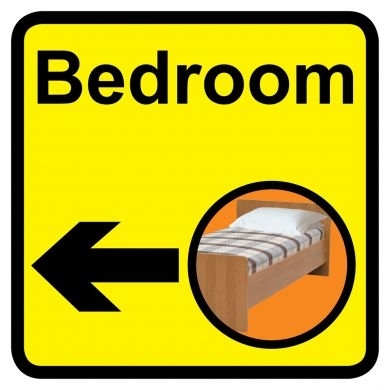 Bedroom sign with left arrow 300mm x 300mm